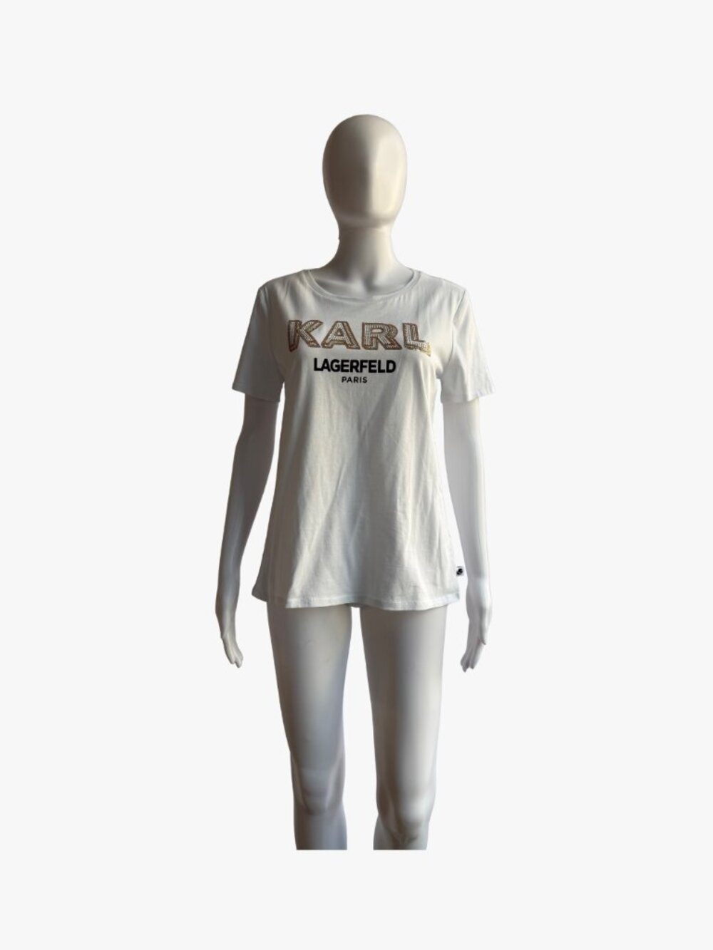 Karl Lagerfeld Paris White Embellished Logo T-Shirt